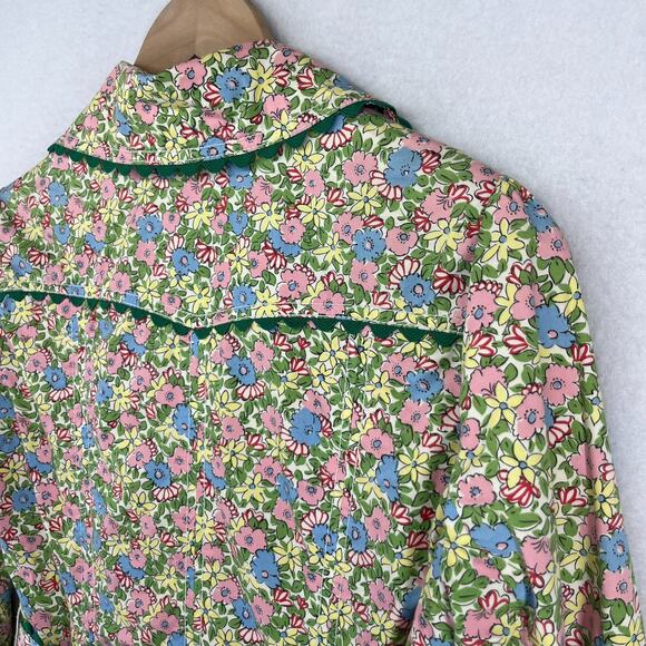 ODILLE Coat 6 ANTHROPOLOGIE Trench Rain Floral Double Breasted Belted Green - Picture 8 of 16